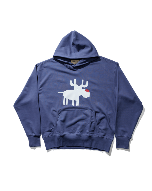 Pixelated Reindeer Hoodie - Faded Navy